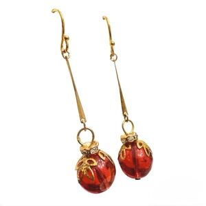 Handmade Golden Earring With Glass Bulbs and Austrian Crystals